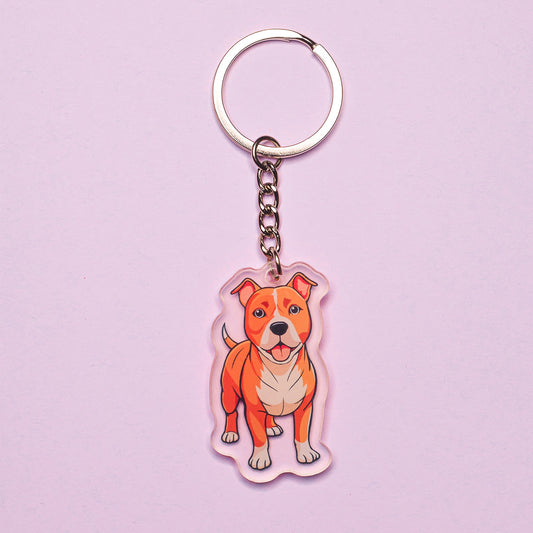 Staffy Dog Breed Keyring